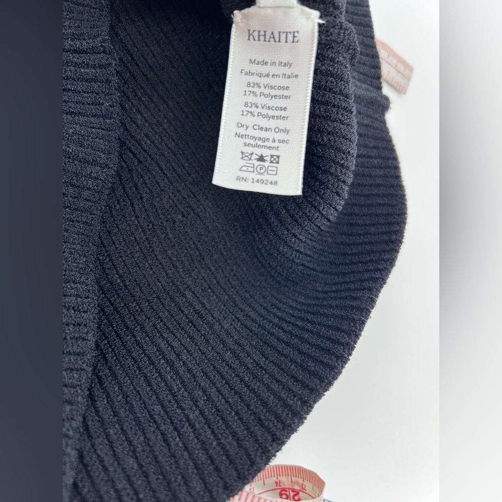 NWT $1474 KHAITE SWEETHEART L/s RIBBED-KNIT SWEATER TOP Black Size Small - Picture 8 of 11